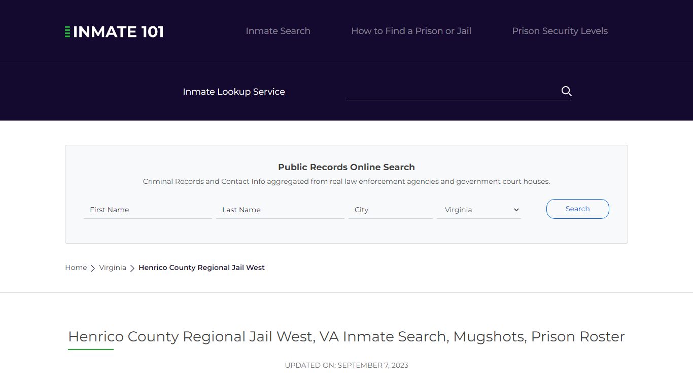 Henrico County Regional Jail West, VA Inmate Search, Mugshots, Prison ...